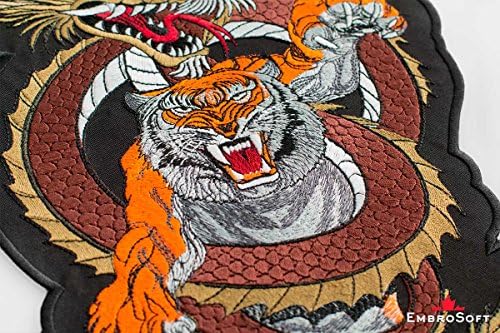 Tiger & Dragon везено лепенка железо на, 7 x 12 инчи