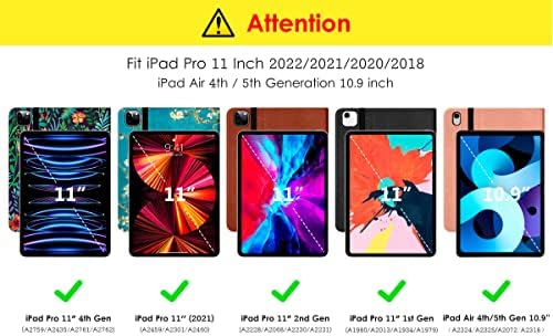DTTO Case за iPad Pro 11 Inch 4 -ти/3 -ри/2 -ри/1 -та генерација 2022/2021/2020/2018, Fit iPad Air 4/5, PREMIUM PU Folio Folio Stand Cover