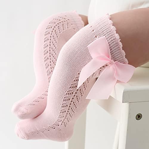 Candsweet бебе девојче колено чорапи со чорапи за деца, нозечки чорапи за новороденчиња кои не се лизгаат
