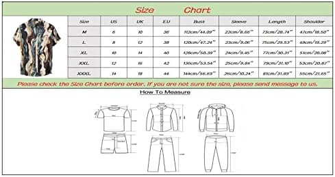УБСТ Менс Хавајски кошули, 2022 Лето со краток ракав копче надолу со кошула Цветорано печатено опуштено опуштено лабава лесна плажа врвови