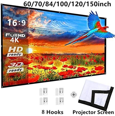 JRDHGRK преклопување 16: 9 Проектор 60 70 84 100 120 инчи бел екран на проекција на отворено ТВ домашен проектор