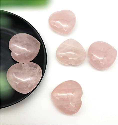Tesslo Crystal Rough 1-пакет природно розово розово кварц во облик на срцеви полирани скапоцени камења погодни за дома