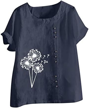 Женски маички врвни длабоки тркалачки врат кратки ракави случајни летни надворешни облеки за цвеќиња од цвеќиња од блузи со блузи, дневни врвови
