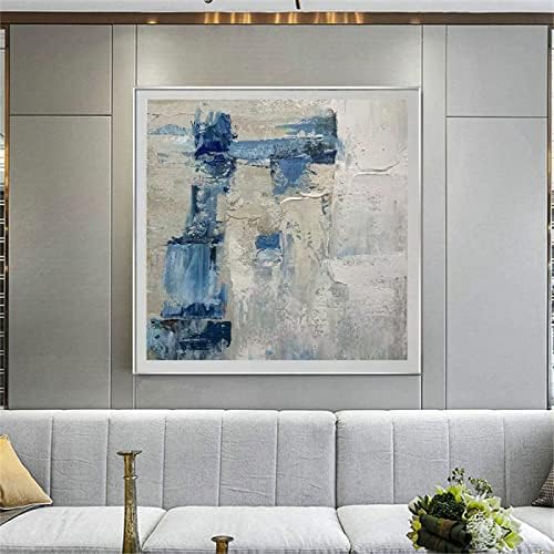 ShoujiqQ рачно насликано уметности со текстура на масло - Апстрактни ножеви сликање сина плоштад позадина модерни уметнички дела со голема големина на платно сликарст
