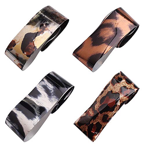 Wookoto 10 ролни леопард печати за печатење на ноктите за налепници налепници совети starвездени небесни лепила нокти за пренесување