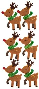 Црвен нос на ирваси почувствувани налепници - Божиќни празници занаети - 6 брои