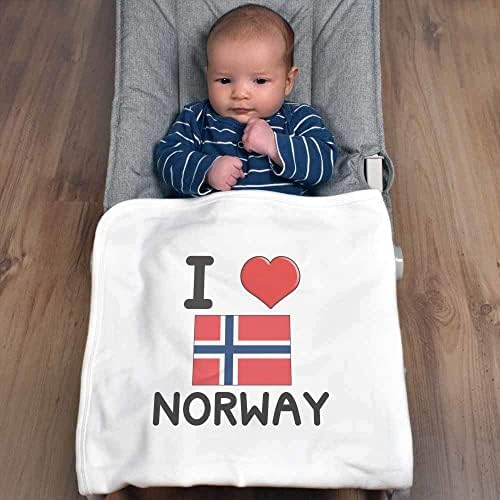 Азиеда „Ја сакам Норвешка“ памучно бебе ќебе / шал