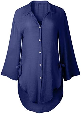 Кошули за женски фустани Тропски кошули за женски женски високи ниски обични 3/4 ракави против вратот Гауза Семејство летни маички кошули…