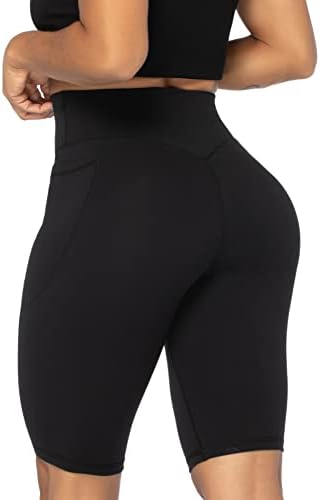 Sunzel 10 / 8 / 5 Бикерски шорцеви за жени со џебови, компресија на тренингот со атлетска салата со високи половини за јога,
