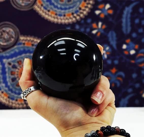 Зенкер црна опсидијанска сфера 2 'назад опсидијанска сфера топка за фенгшуи, медитација, заздравување на кристали, сфера на дивинација, декорација
