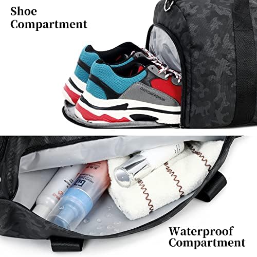 Спортска торба спортска торба со дуфли со влажна џебна недела во текот на ноќта торба со водоотпорна торбичка за чевли и воздушна дупка за мажи
