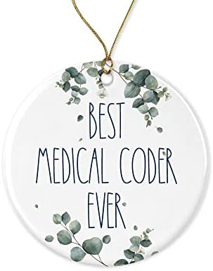 Орнамент за медицински кодери, најдобар медицински коденер некогаш украс, најдобар медицински коденер Божиќен украс, подарок за