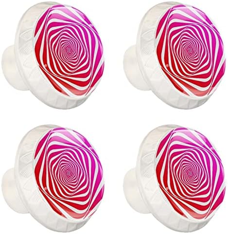 Копчињата за фиоки за фиоки за кабинети Геометрија розови бели кујнски копчиња модерни влечења и копчиња 4 парчиња 1,37 × 1,10in