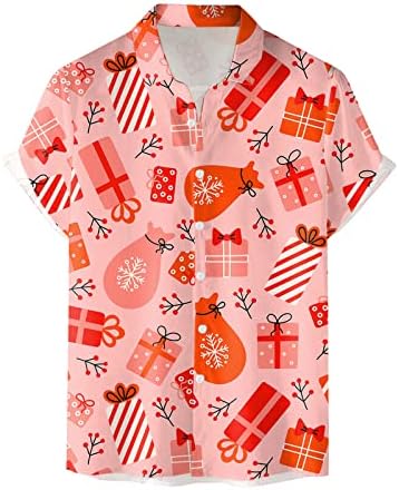Мажите случајни кратки ракави есенски зимски Божиќ 3Д печатени кошули модни врвни кошули со блузи се поставени активни