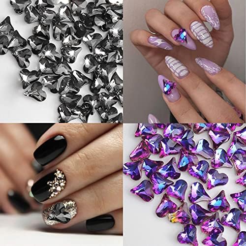 Nail Art Rhinestones Gems Nail Charms за акрилни нокти 3D Heart Nail Art Supplies Луксузни сјајни додатоци за нокти 8.5 * 9мм кристално