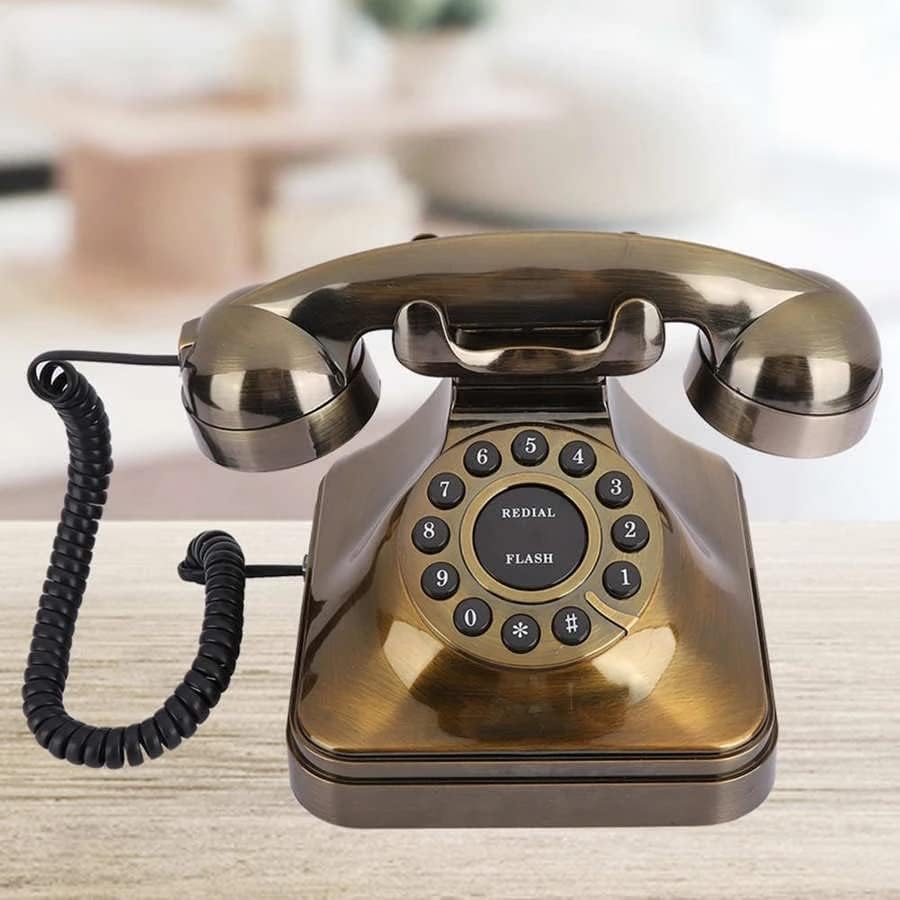 ZSEDP Ретро антички телефонски гроздобер бронза фиксна телефонска телефонска класична земја со фиксни фиксни телефон за хотелска канцеларија