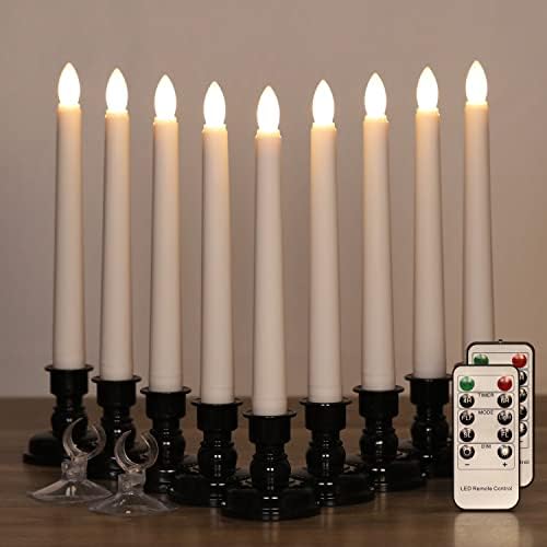 Owlbay 6pcs Flamless Window Candles со далечински и тајмер, 7,9 ”H од батерија од слонова коска управувана со предводени свеќи, светло за треперење на топло бело пламен, идеално за де