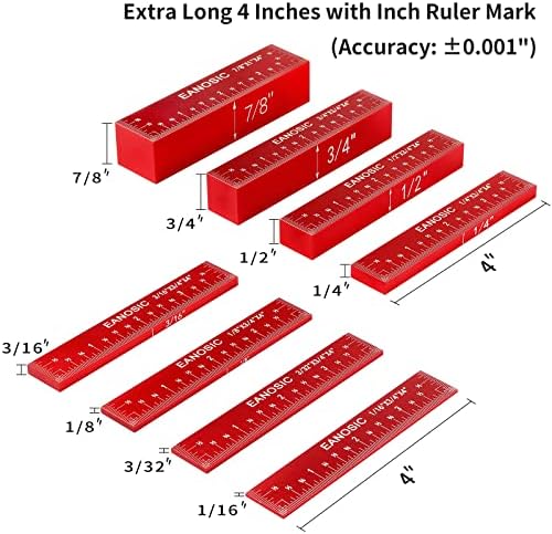 Поставување на мерачи на висина на блокови на еаносиќ, решетки за прецизно поставување на алуминиум за рутер и табела за пила, поставени, решетки вклучуваат ознаки