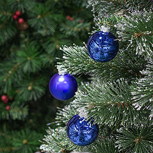 20 парчиња 2,4 Беспрекорни стаклени украси за новогодишна елка Сини Божиќни украси поставува Божиќни дрвја што висат стаклени топчести украси