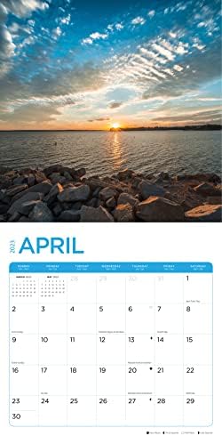 2023 Американски Езера Месечен Ѕиден Календар По Светлиот Ден, Направен Во САД, 12 х 12 Инчи, Убава Сценска Фотографија На Природата