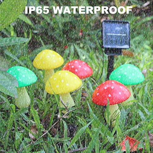Надворешни соларни градинарски светла со 6 разнобојни печурки ToadStool, 8 режими Сончеви градинарски патеки, водоотпорни градинарски украси