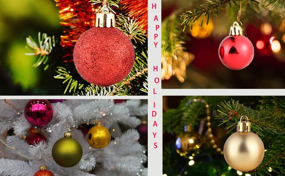 Jiefull 24pcs повеќекратни декор во боја, поставувања-Божиќни орнаменти од дрво, топки-уништувачки пластични декоративни топки