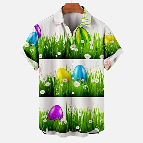 Xipcokm Среќни велигденски маички за мажи слатки зајаче јајца печатени кошули со лапчиња со кратки ракави, палтони, плус маици со големина