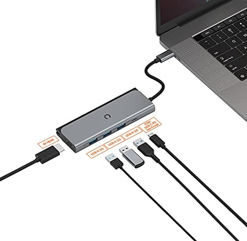 CYGNETT Обединување Патување Колега USB-C Центар-Црна CY3318HUBC3, 100W USB-C Pd Премин Преку Порта, 3x USB-3.0 & засилувач; 4K HDMI