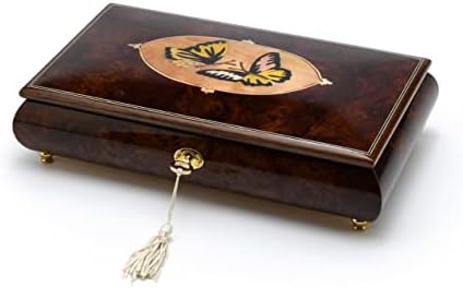 Рачно изработена 30 белешка од дрво тон близнак од пеперутка, кутија за накит - пакет на оревчери