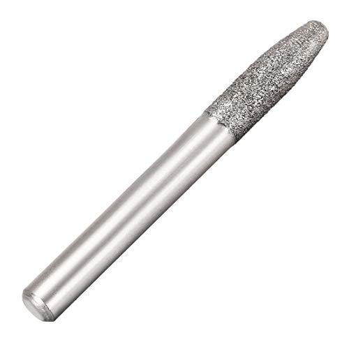Uxcell Diamond Burrs битови мелење вежба за резба ротирана алатка за стаклен камен керамички 150 решетки 1/4 shank 6mm tapered 5 парчиња