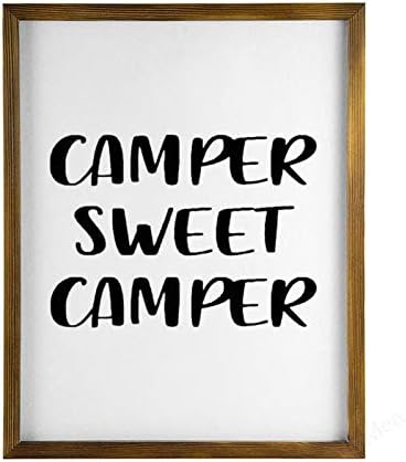 ВИНМЕА ДЕЦЕР ДЕЦЕР знак за дрво Кампер сладок кампер врамен од дрво, знак на рустикална wallидна уметност 16 x20
