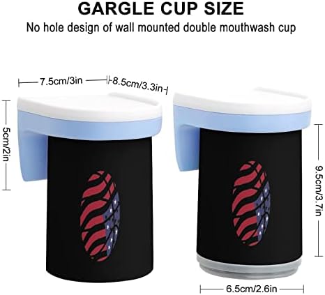 Nudquio American Flag Baseketball држач за паста за заби Еден пар магнетни четкање чаши wallид монтиран додатоци за бања Организатор за