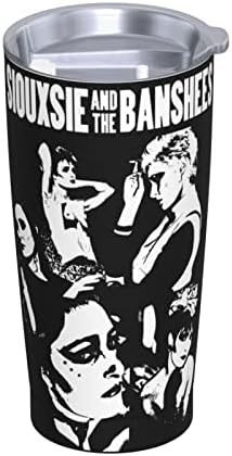 Siouxsie и Banshees 2 бендот не'рѓосувачки челик изолирано патување со кафе со капаци и сламки со двојни wallидни вакуумски чаши 20oz