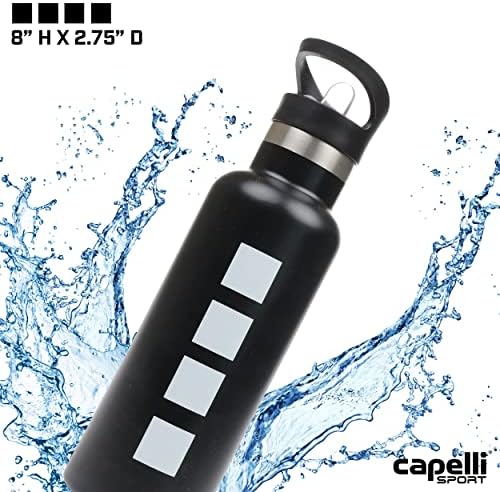 Capelli Sport Water Shotter Не'рѓосувачки челик, изолиран термос шише со вода со пластична слама капа, црна