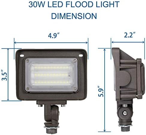 Dakason 30W LED светло за поплавување на отворено, сад-до-зора фотоцела 180 ° прилагодлив нож, 3600LM 5000K заменува 100W HPS/MH, IP65