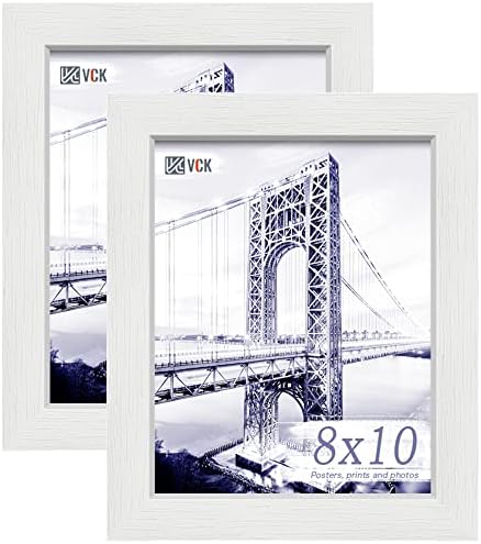 VCK 8x10 Постери рамка бела - 2 пакувања, цврсти рамки за слики од дрво со полиран плексиглас, виси wallид