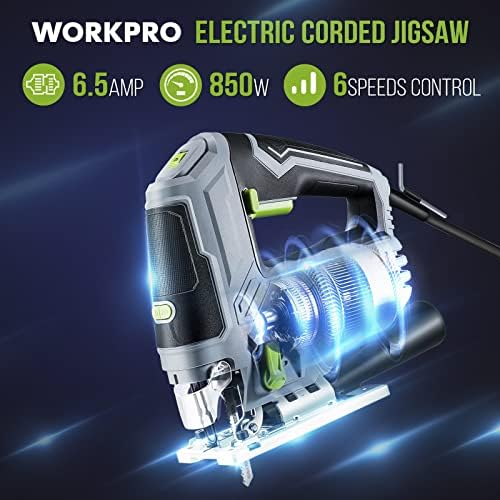 WorkPro 25-парчиња T-Shank Sig Saw Set+WorkPro Milgsaw, 6.5Amp 850W Cordered Electric Saw Saw Colle