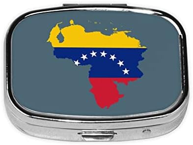 Мапа на знамето во Венецуела Квадрат мини пилула кутија за патувања за медицина Организатор Преносен метален пилула кутија