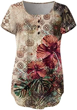 Туника на врвови за носење со хеланки со кратки ракави со кратки ракави, градиент на летна маица маица трендовски плус големина на врвови за жени