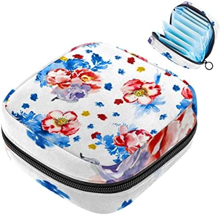 Оријукан санитарна торба за складирање на салфетка, преносна менструална подлога за патенти, торбичка за складирање на тампон за жени девојки, гроздобер цвет цвет?