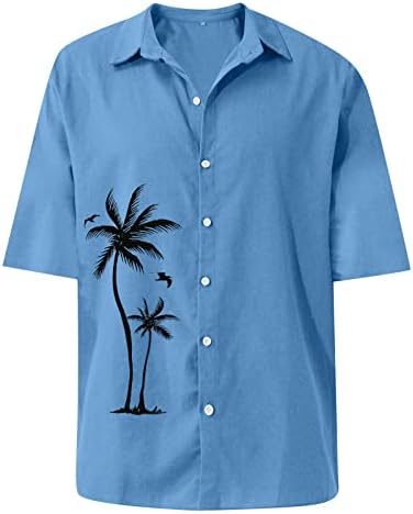 Машки хавајски плажа за одмор на плажа Тропски графички кратки ракави маици цврста боја на вратот на вратот со врвови на вратот