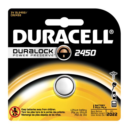 Duracell DL2450 Литиум Монета Батерија, 2450 Големина, 3V, 540 mAh Капацитет