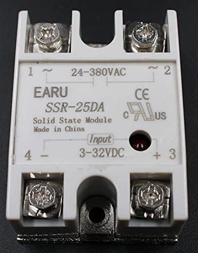 Exongy 1PC SSR-25 DA SSR-25DA 25A SSR реле Влез 3-32VDC излез 24-380VAC за PID температурен контролер на напон трансформатор на напон