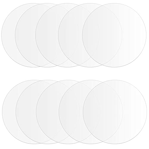 Пингеуи 10 пакувања 10 инчи чисти акрилни дискови, транспарентен тркалезен акрилен диск, акрилни листови со дебел круг за знаци, занаети за DIY, фиока за сликање