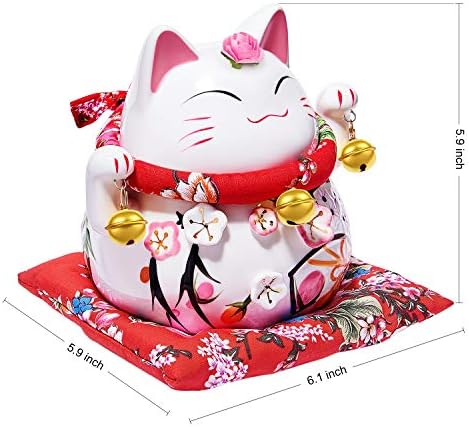 Randj 6 Симпатична среќна мачка Манеки неко јапонска среќна мачка со две bellвона за декорација на подароци за свињи