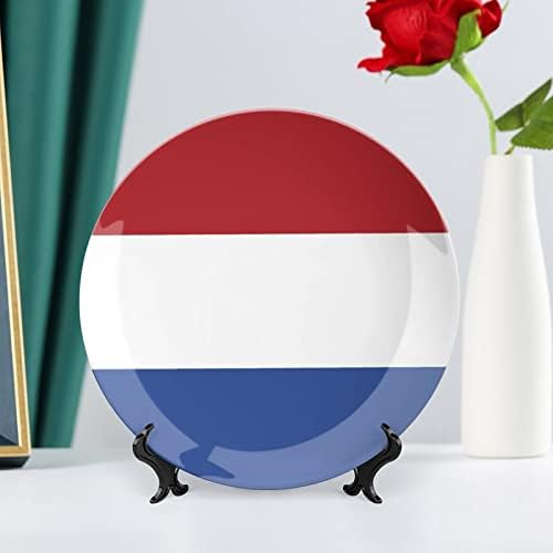 Холандија знаме керамички украсни плочи со штанд коска Кина виси украси десертни плочи