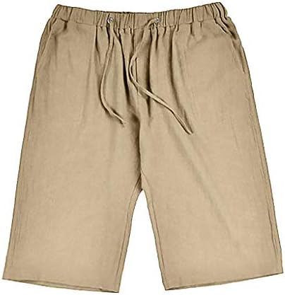 Shortsенски удобни шорцеви за влечење летни еластични памучни шорцеви од памук со средно-пораст со кратки џебови панталони модна