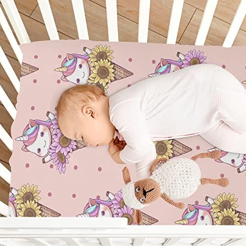 Umiriko Unicorn Sunflower Pack n Play Baby Play Playard Sheets, Mini Crib Sheet for Boys Girls Player Cover Matteress Cover 2094