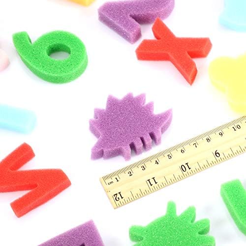 Gejoy 64 парчиња комплет за сликање на сунѓер за деца, броеви со азбуки животни бои сунѓери сликање сунѓерски форми сунѓерски модели