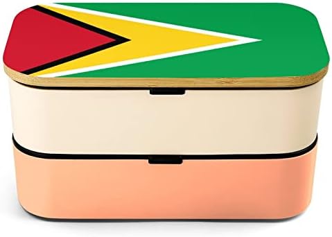 Знаме На Гвајана Кутија За Ручек Бенто Отпорна На Истекување Контејнери За Храна Бенто Кутија со 2 Прегради За Канцелариски Работен